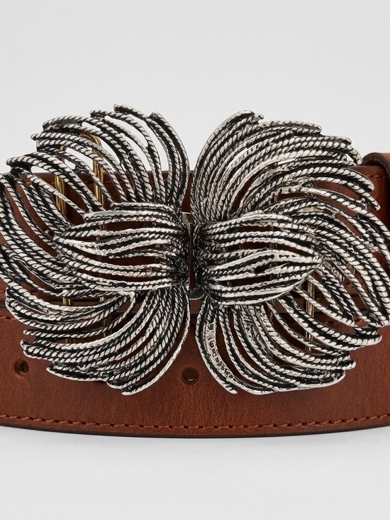 VTG 70s Brutalist Large Belt Buckle Statement Cast Metalwork Heavy Runway Rare main image 8